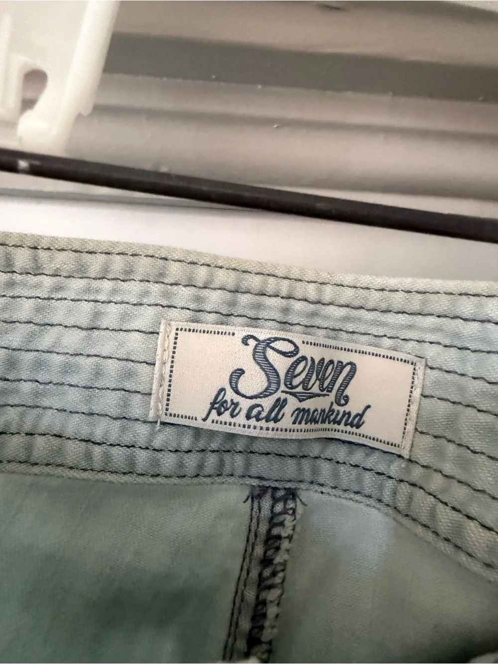 7 For All Mankind Light Blue Wide Leg Jeans with Gold Buttons - Picture 3 of 9